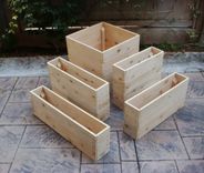 Wood Planter: "Cascade".  36 X 36 X 20 Inch High.  Cedar. 3 small