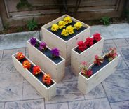 Wood Planter: "Cascade".  36 X 36 X 20 Inch High.  Cedar. 4 small