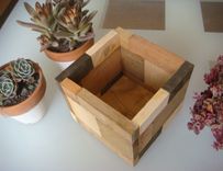 Wood Flower Pot "Calico" 1 small