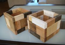 Wood Flower Pot "Calico" 2 small