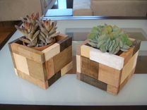 Wood Flower Pot "Calico" 4 small