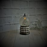 Whimsical Checks Musical Christmas Snow Globe Checked Christmas Ornament 2 small