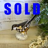Courtly Songbird Figurine Checked Bird Decor 1 small