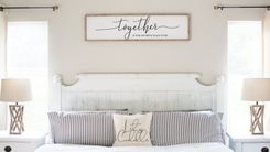 Bedroom Signs Framed White Together Is Our Favorite Place To Be Sign, Rustic Farmhouse Wall Decor 2 small