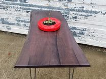 Live Edge Desk- Fumed Oak- Sofa Table- Console Table- Foyer Table- Weathered- Gray- Purple 1 small