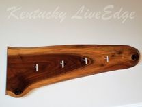 Live Edge Coat Rack- Natural Wood- Walnut Slab- Key Holder- Large Wooden Coat Rack- Hat Rack 3 small