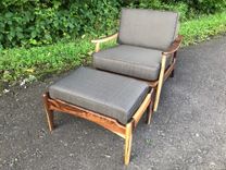 Mid Century Modern Upholstered Lounge Chair And Ottoman 4 small