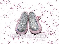 Crystallized Baby Booties Baptism Girls Crib Shoes Bling European Crystals 2 small