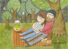 Custom Illustrated Invitations, Family Portraits, Personalized Notecards 2 small
