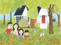 Custom Illustrated Family Portrait, House Portrait, Home Remembrance 4 small