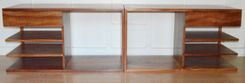 Solid Sapele Nightstand With Figured Floating Drawer And Shelves 3 small