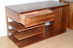 Solid Sapele Nightstand With Figured Floating Drawer And Shelves 1 small