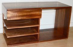 Solid Sapele Nightstand With Figured Floating Drawer And Shelves 4 small