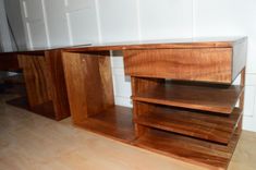 Solid Sapele Nightstand With Figured Floating Drawer And Shelves 2 small