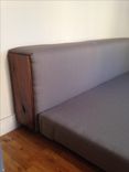 King Size Platform Bed With Solid Walnut End Caps / Headboard / Upholstered 1 small