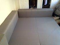 King Size Platform Bed With Solid Walnut End Caps / Headboard / Upholstered 5 small