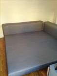 King Size Platform Bed With Solid Walnut End Caps / Headboard / Upholstered 2 small