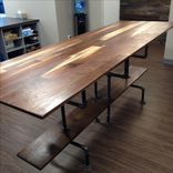 Solid Sappy And Figured Walnut Conference Table With Iron Bar Legs 1 small