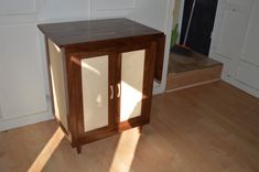Walnut And Maple Bar With Drawer, Adjustable Shelves, And Fold Out Side Table 1 small