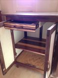 Walnut And Maple Bar With Drawer, Adjustable Shelves, And Fold Out Side Table 4 small