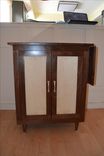 Walnut And Maple Bar With Drawer, Adjustable Shelves, And Fold Out Side Table 7 small