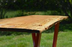 Solid Ambrosia Maple Slab Coffee Table With Padauk Legs 1 small