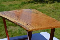 Solid Ambrosia Maple Slab Coffee Table With Padauk Legs 6 small