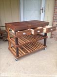 Reclaimed Barnwood Kitchen Cart, Bar Cart, Buffet 3 small