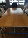 Industrial Maple And Painted Blue Steel Conference Table 2 small