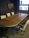 Industrial Maple And Painted Blue Steel Conference Table 3 small