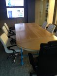 Industrial Maple And Painted Blue Steel Conference Table 4 small
