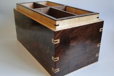 Walnut And Curly Maple Men's Watch Box With Hidden Drawer And Removable Tray, Secret Compartment 2 small