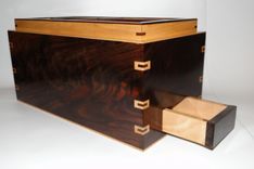 Walnut And Curly Maple Men's Watch Box With Hidden Drawer And Removable Tray, Secret Compartment 3 small