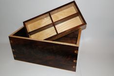 Walnut And Curly Maple Men's Watch Box With Hidden Drawer And Removable Tray, Secret Compartment 4 small