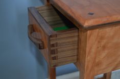 Solid Curly Cherry And Walnut Petite Table / Night Stand 4 small