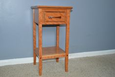 Solid Curly Cherry And Walnut Petite Table / Night Stand 1 small