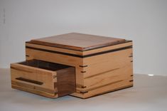 Rosewood And Ambrosia Maple Jewelry And/Or Watch Box Valet With Drawer And Lid 5 small