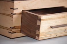 Rosewood And Ambrosia Maple Jewelry And/Or Watch Box Valet With Drawer And Lid 4 small