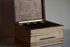 Rosewood And Ambrosia Maple Jewelry And/Or Watch Box Valet With Drawer And Lid 6 small