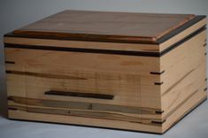 Rosewood And Ambrosia Maple Jewelry And/Or Watch Box Valet With Drawer And Lid 2 small