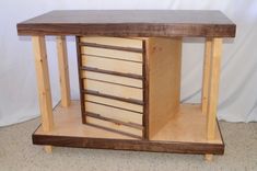 Walnut And Maple Work Table With Drawers 4 small