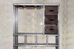 Modern Walnut And Steel Bar And Wine Rack 3 small