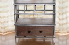 Modern Walnut And Steel Bar And Wine Rack 4 small