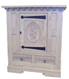 French Gothic Oak Wine Cabinet Antique Look 5 small