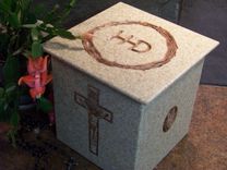 Corian Urn With Crucifix 2 small