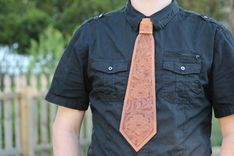 Tooled Leather Necktie 1 small