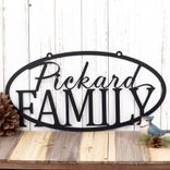 Personalized Hanging Oval Metal Family Name Sign 1 small