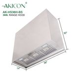 Akicon 36" Stainless Steel Range Hood, Modern Box Kitchen Hood With Powerful Vent Motor, Wall Mount 3 small