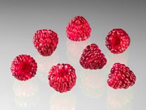 One Realistic Glass Red Raspberry Sculpture, Hand Blown and Life-Sized 3 small