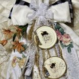 Honey Bee Rag Bow Vintage Lace Tassel Wall Decor Mirror Decor Door Hanger 3 small